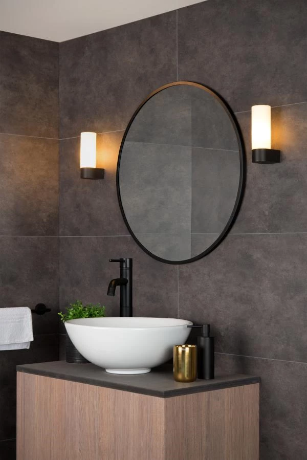 Lucide JESSE - Wandleuchte Badezimmer - 1xG9 - IP44 - Schwarz - Atmosphäre 1